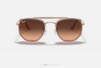Ray-Ban Hexagonal Double Pont – Monture Or Rose & Verres Bruns Dégradés